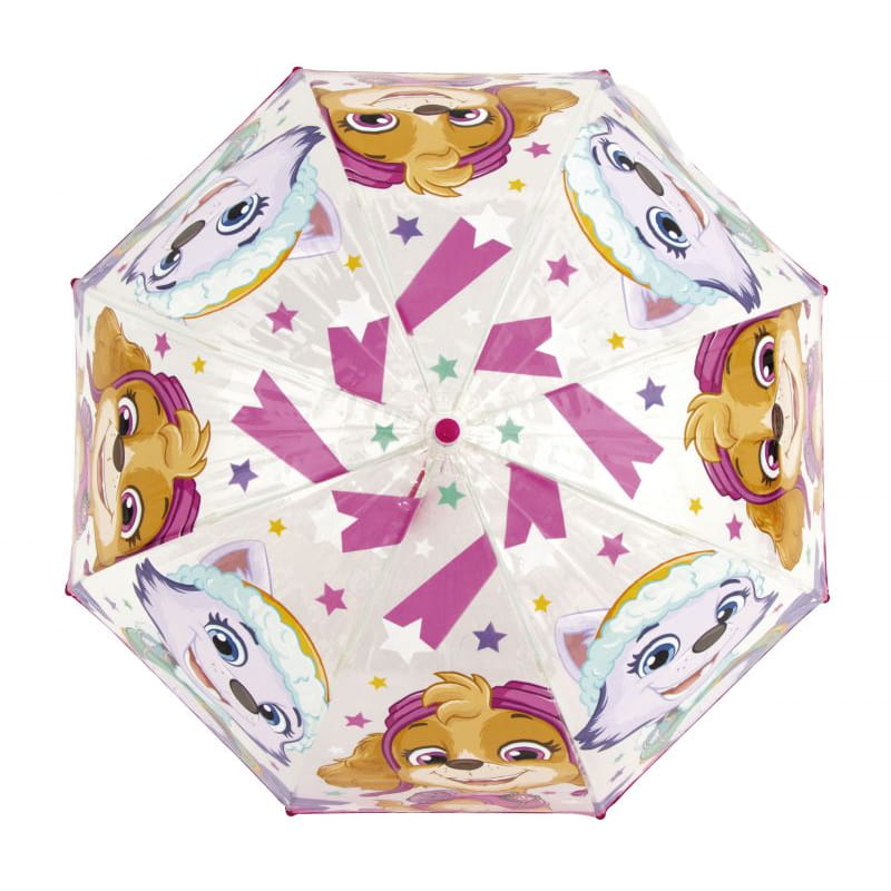 Paraguas infantil 67cm diámetro Patrulla canina mango rosa