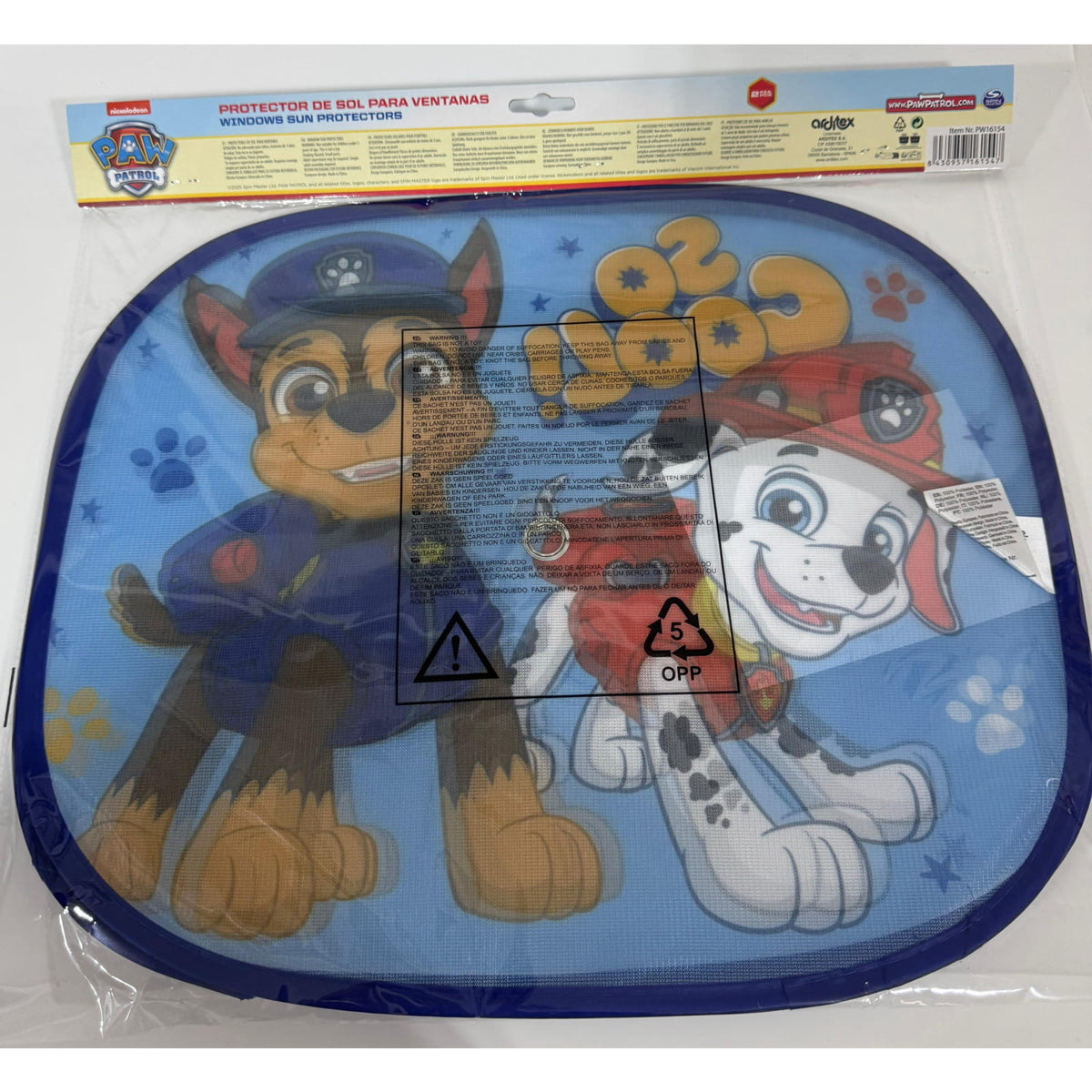 Parasol para coche infantiles Patrulla Canina pack de 2 para ventanas laterales