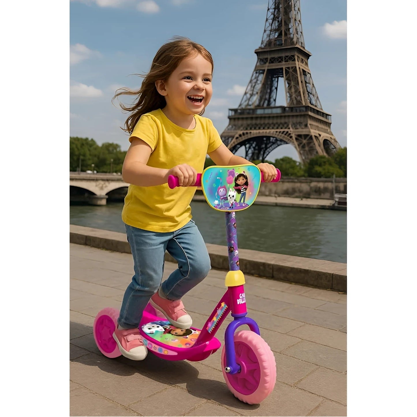 Patinete de 3 ruedas Gabbys Dollhouse para niños con diseño colorido
