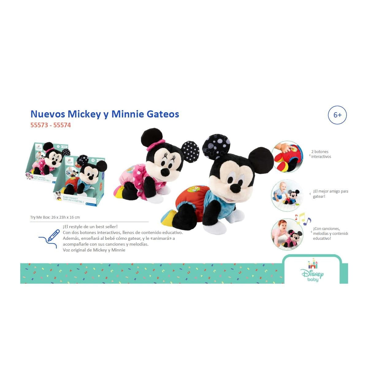 Peluche Mickey Mouse Gateos con sonidos 26x32x16cm