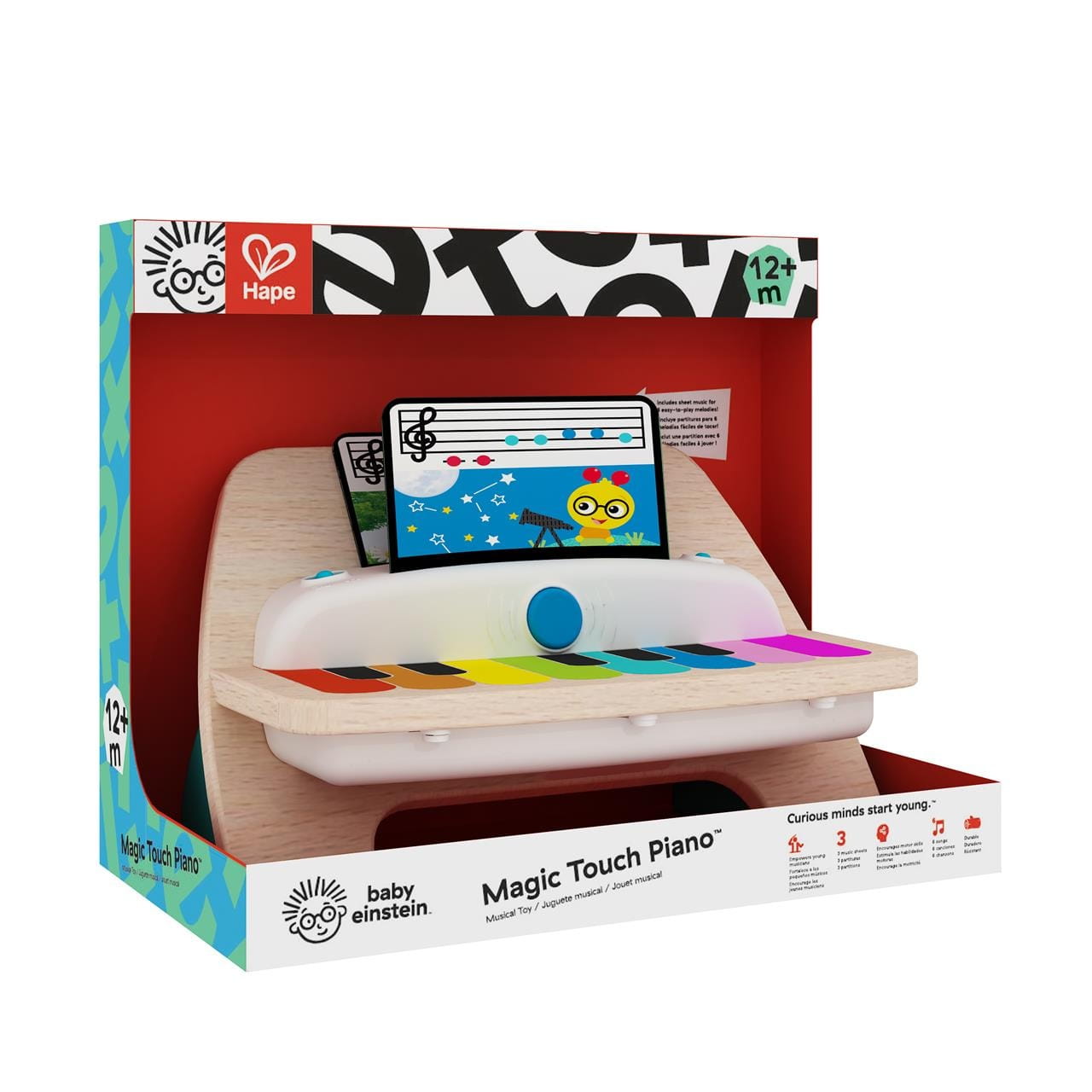 Piano magic touch de madera ’Baby Einstein’ con tres hojas música Hape - Juguete