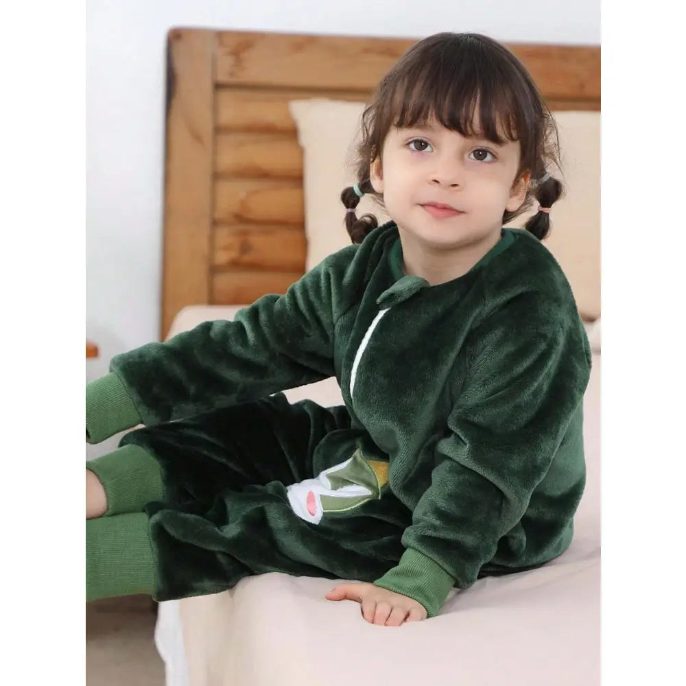 Pijama para Bebé y Niños con Pies Saco de Dormir Tela Suave Manga Larga Ideal Invierno Estampados Divertidos Verde