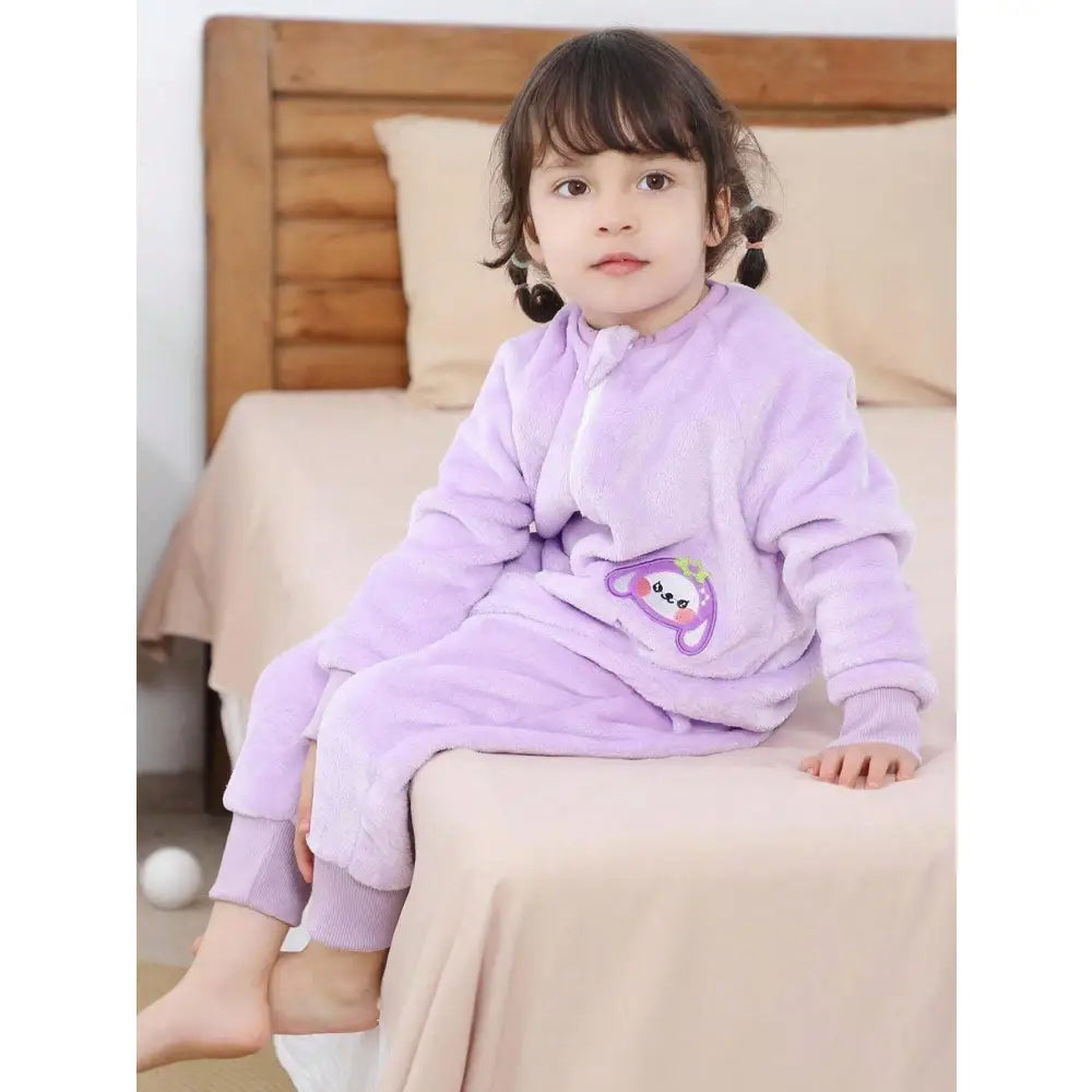Pijama para Bebé y Niños con Pies Saco de Dormir Tela Suave Manga Larga Ideal Invierno Estampados Divertidos Lila pijama