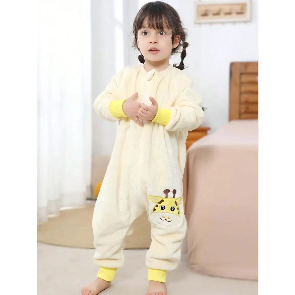 Pijama para Bebé y Niños con Pies Saco de Dormir Tela Suave Manga Larga Ideal Invierno Estampados Divertidos Amarillo