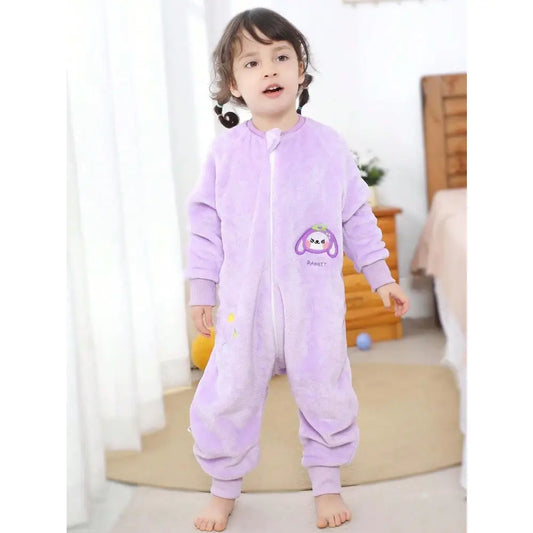 Pijama para Bebé y Niños con Pies Saco de Dormir Tela Suave Manga Larga Ideal Invierno Estampados Divertidos Lila pijama