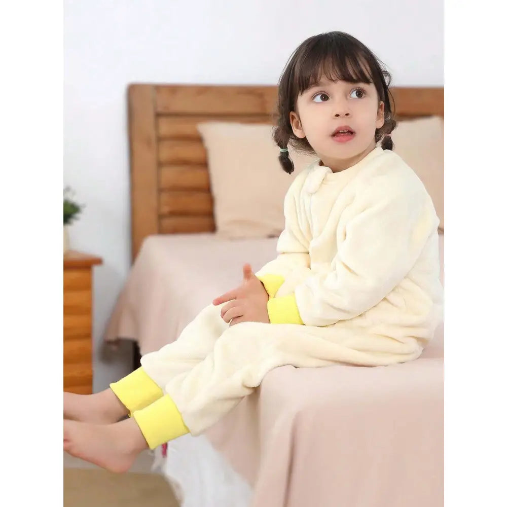 Pijama para Bebé y Niños con Pies Saco de Dormir Tela Suave Manga Larga Ideal Invierno Estampados Divertidos Amarillo
