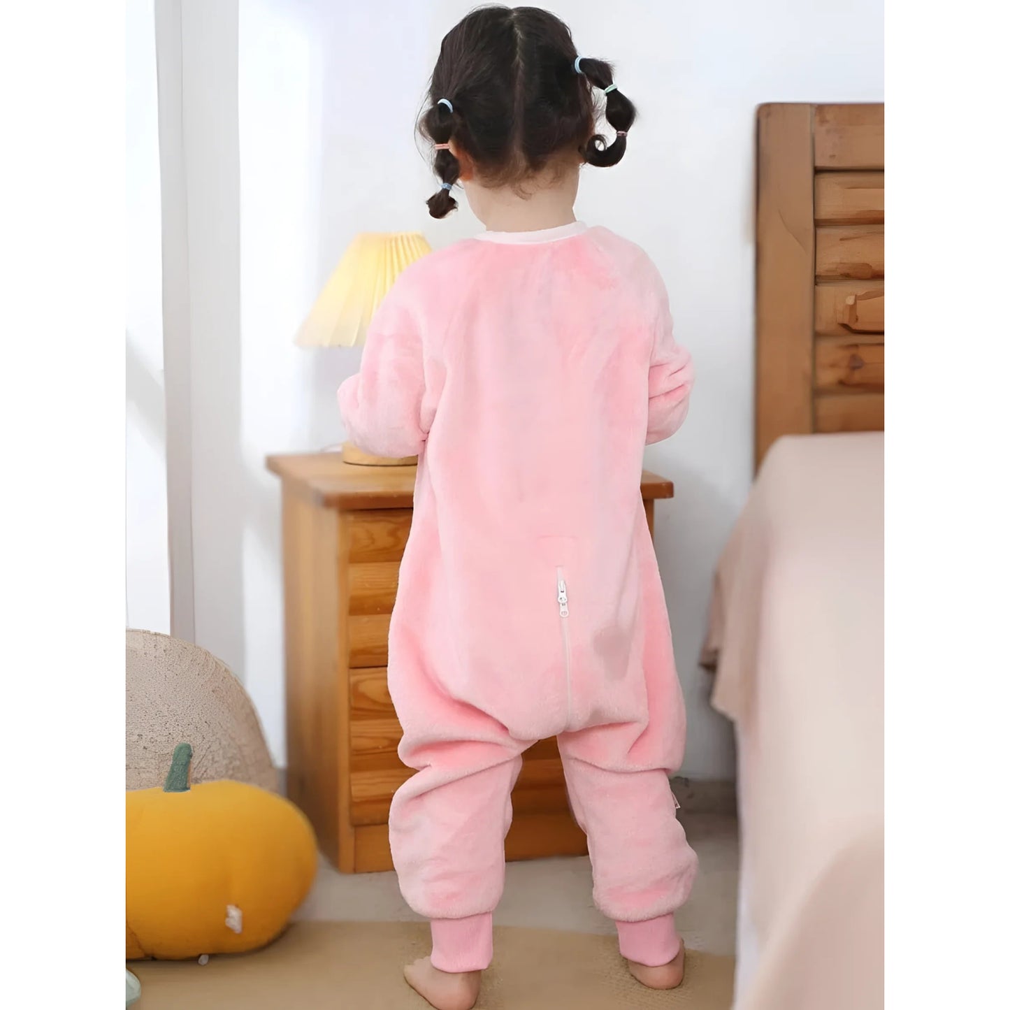 Pijama para Bebé y Niños con Pies Saco de Dormir Tela Suave Manga Larga Ideal Invierno Estampados Divertidos Rosa