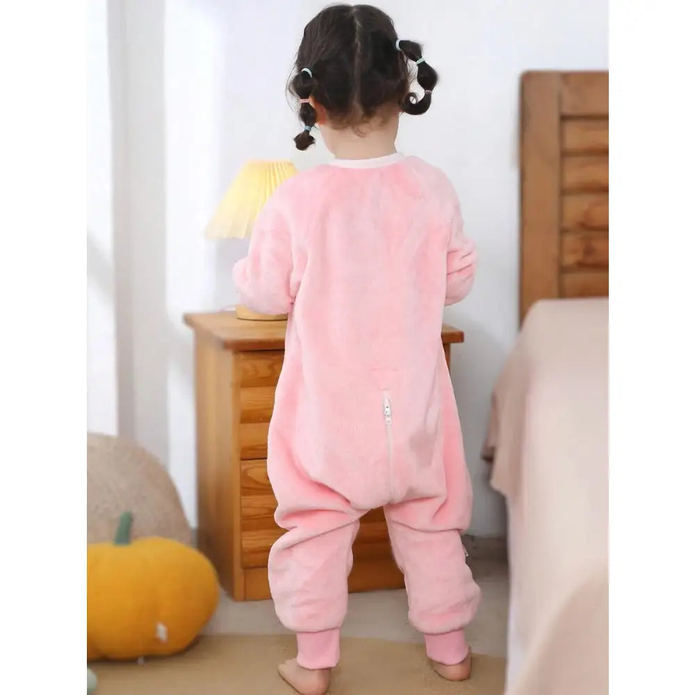Pijama para Bebé y Niños con Pies Saco de Dormir Tela Suave Manga Larga Ideal Invierno Estampados Divertidos Rosa pijama