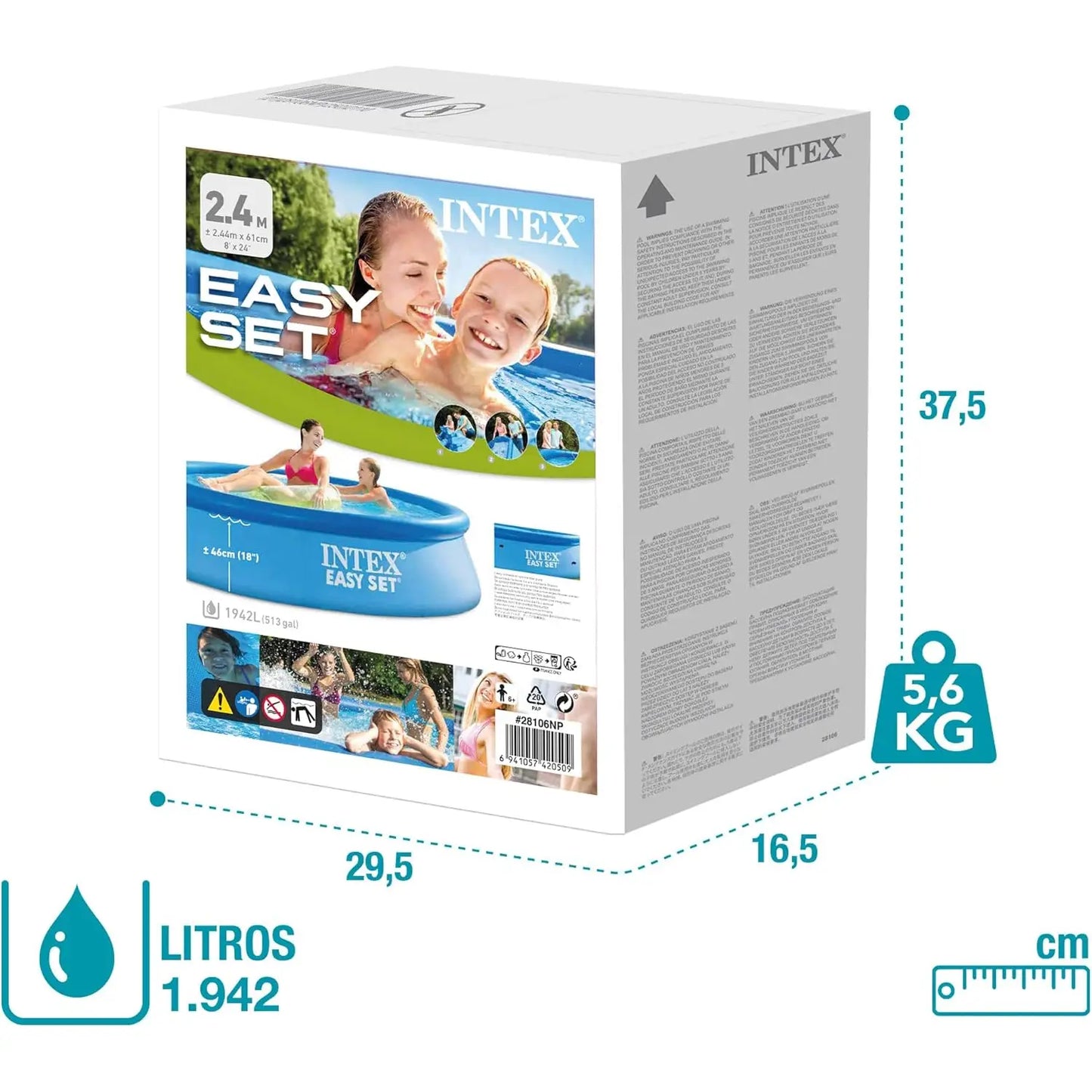 Piscina hinchable redonda Easy Set 244x61cm (capacidad 1942L)