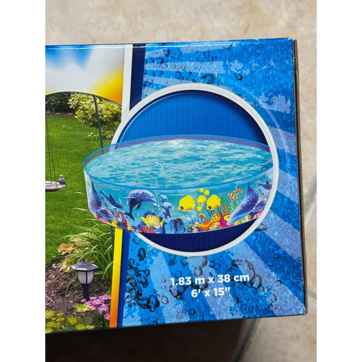 Piscina infantil redonda transparente con diseño de animales marinos para niños