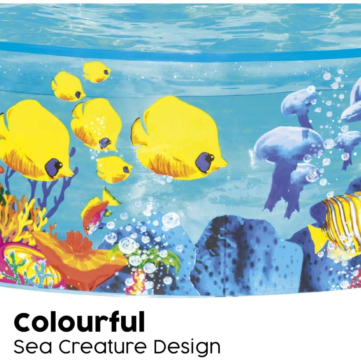 Piscina infantil redonda transparente con diseño de animales marinos para niños