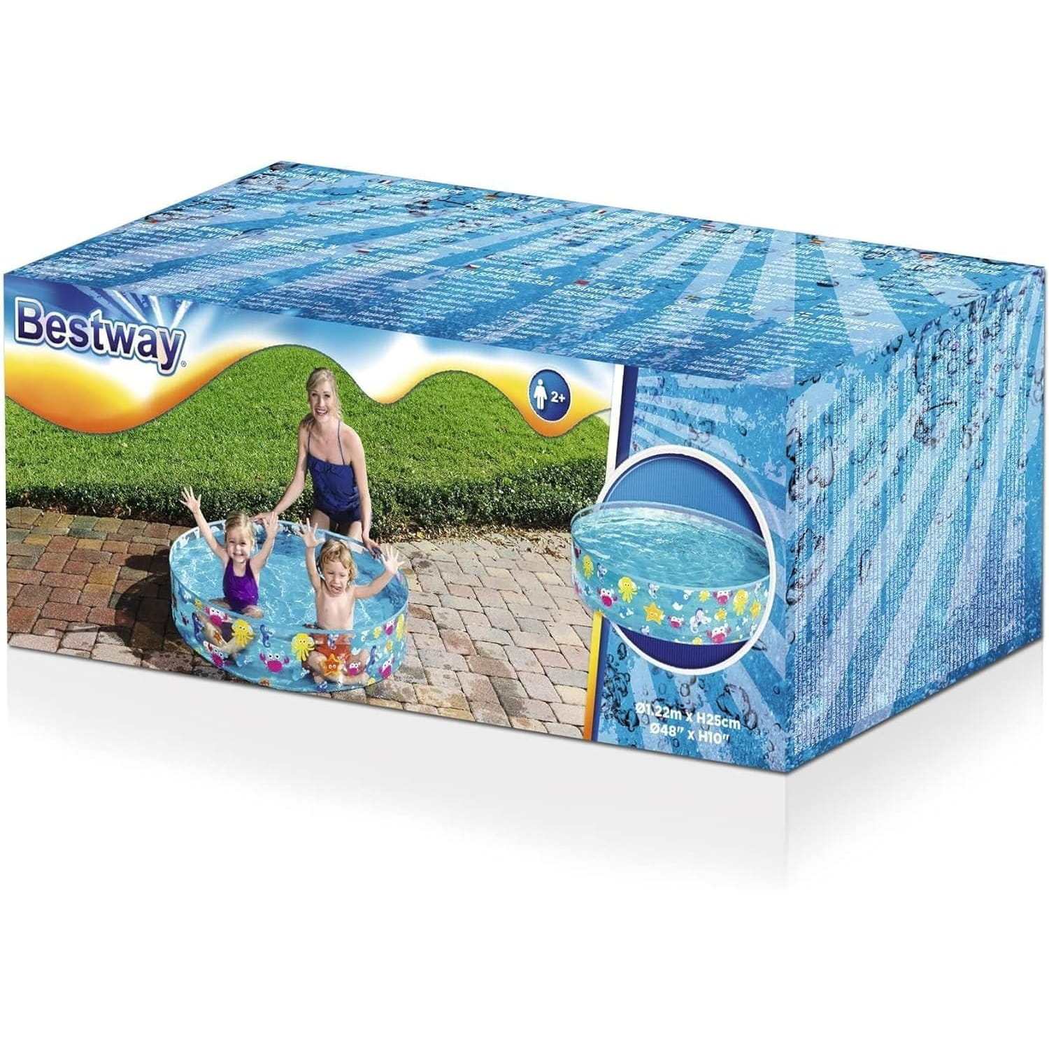 Piscina infantil redonda con diseño de animales marinos para niños