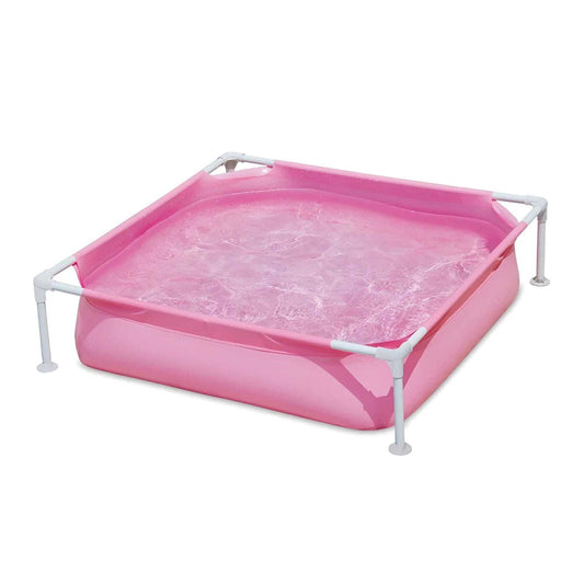 Piscina infantil rosa para niños y mascotas 122x122x30,5 cm tubular fácil montaje