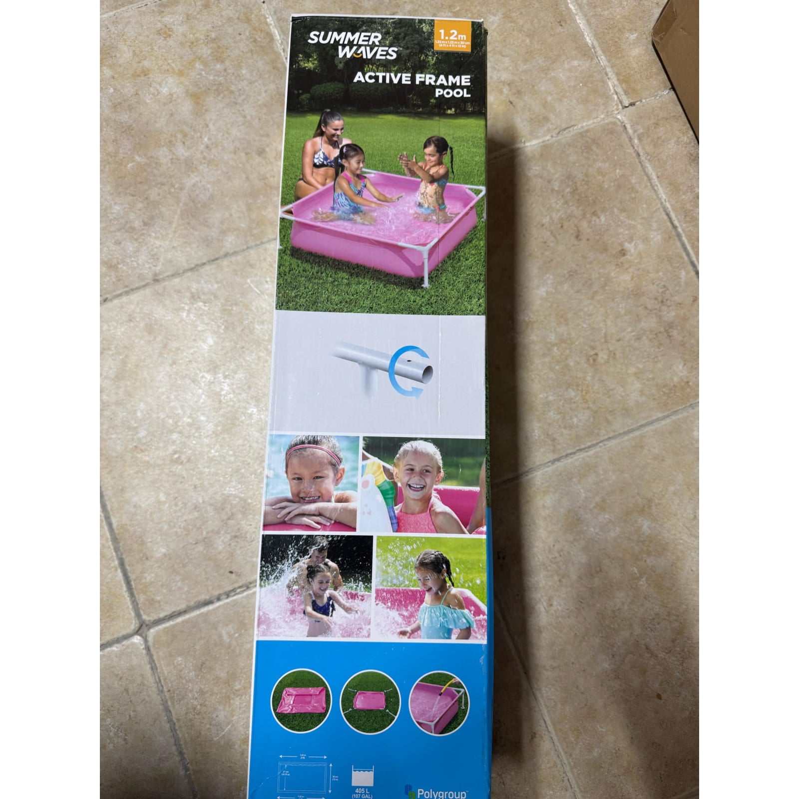 Piscina infantil rosa para niños y mascotas 122x122x30,5 cm tubular fácil montaje
