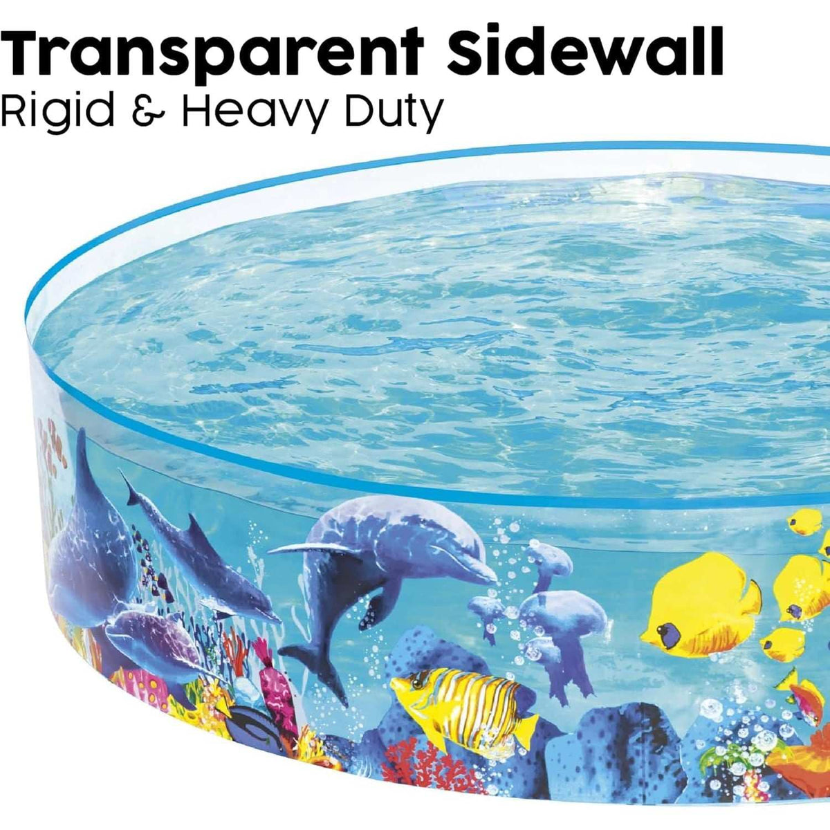 piscina infantil redonda transparente con diseño de animales marinos para niños