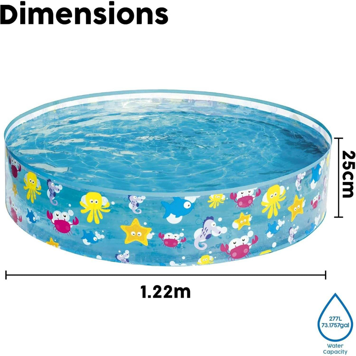 Piscina infantil redonda con animales marinos para niños 122x25cm Bestway