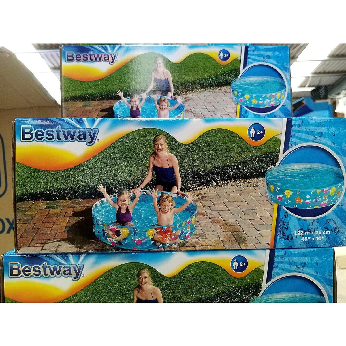 piscina infantil redonda con decoracion de animales marinos para ninos