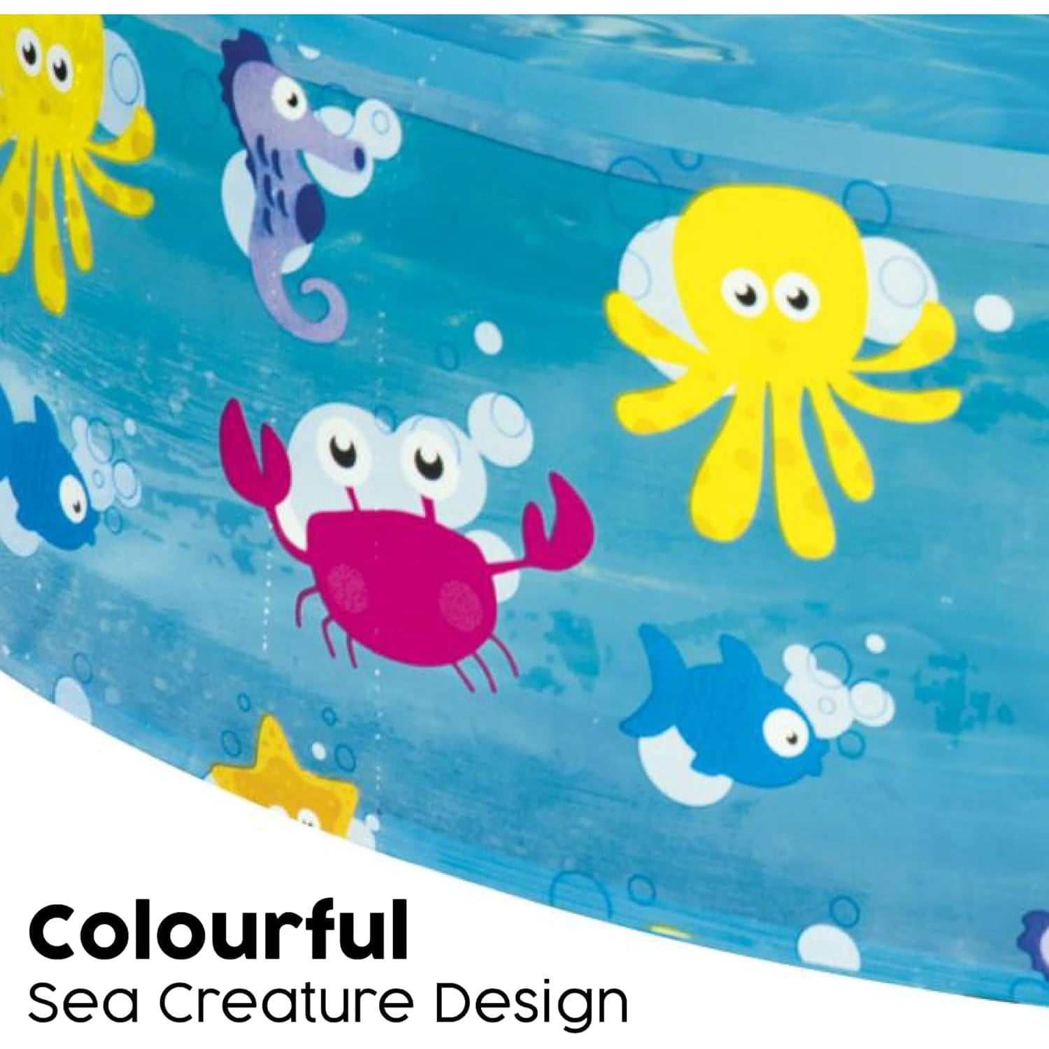 Piscina infantil redonda con animales marinos para niños 122x25cm verano