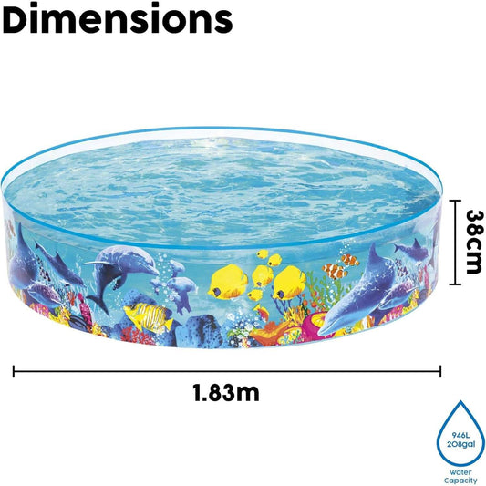 Piscina infantil redonda transparente con diseño de animales marinos para niños