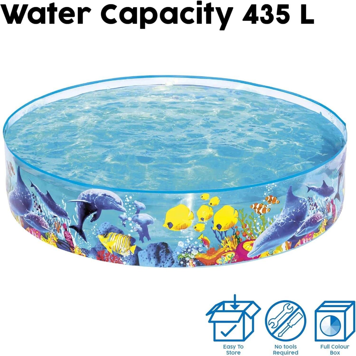 Piscina infantil redonda transparente con diseño de animales marinos para niños