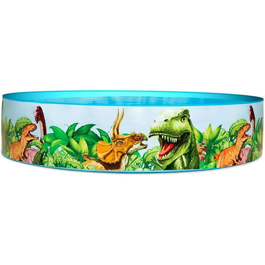 Piscina infantil redonda decorada con dinosaurios para niños