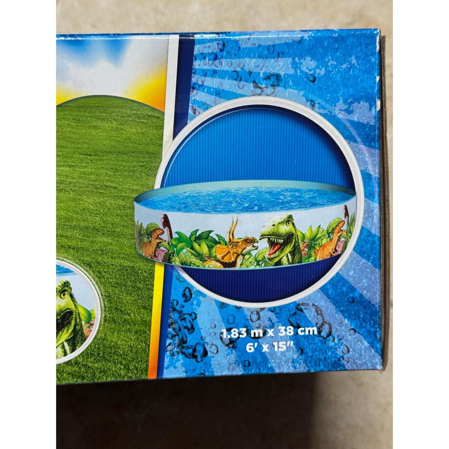 Piscina infantil redonda con diseño de dinosaurios para niños 183x38 cm