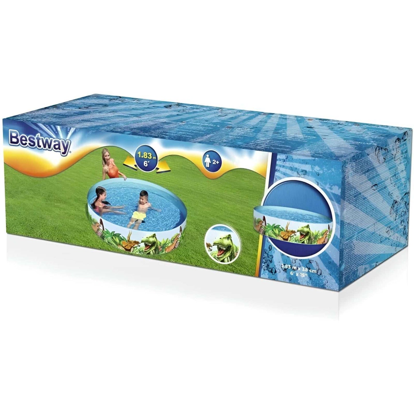 Piscina infantil redonda con diseño de dinosaurios para niños