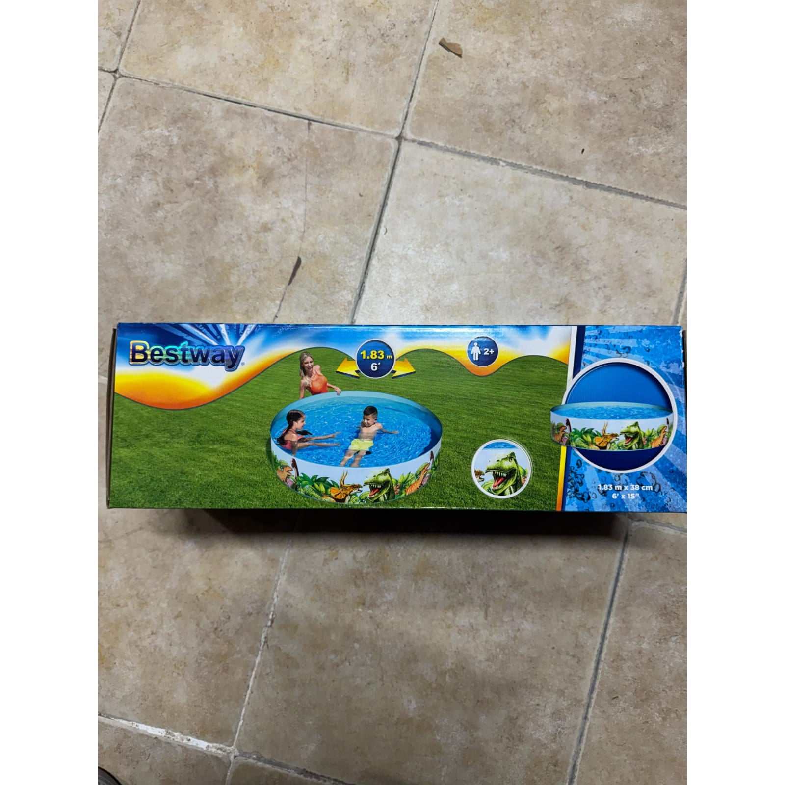 Piscina infantil redonda con diseño de dinosaurios para niños