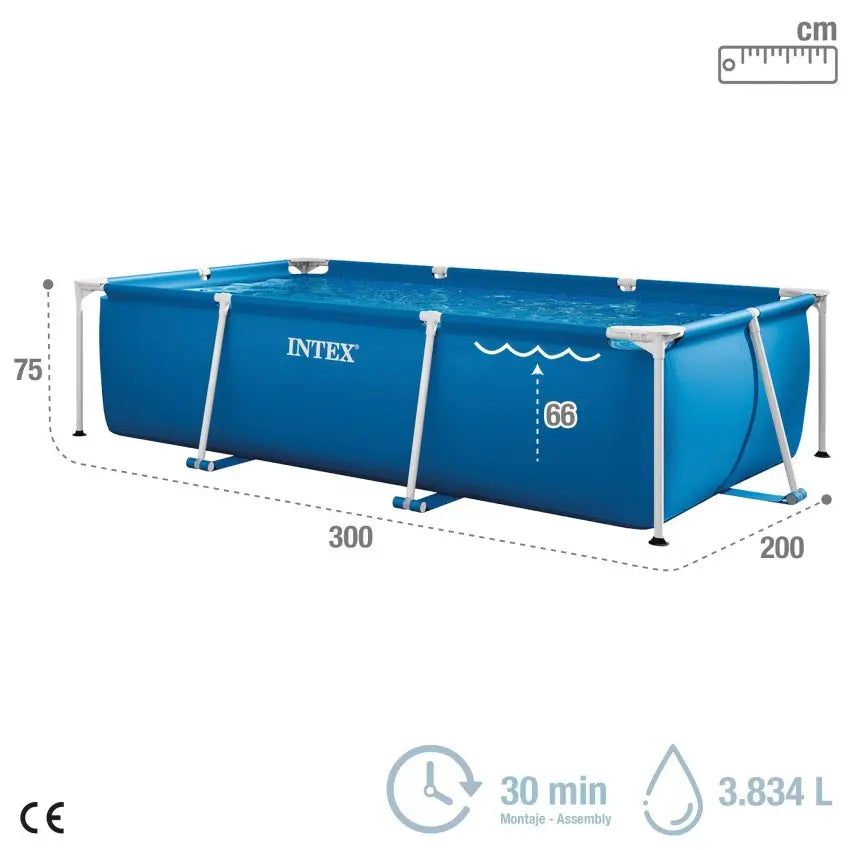 Piscina rectangular desmontable 300x200x75cm (capacidad 3834L)