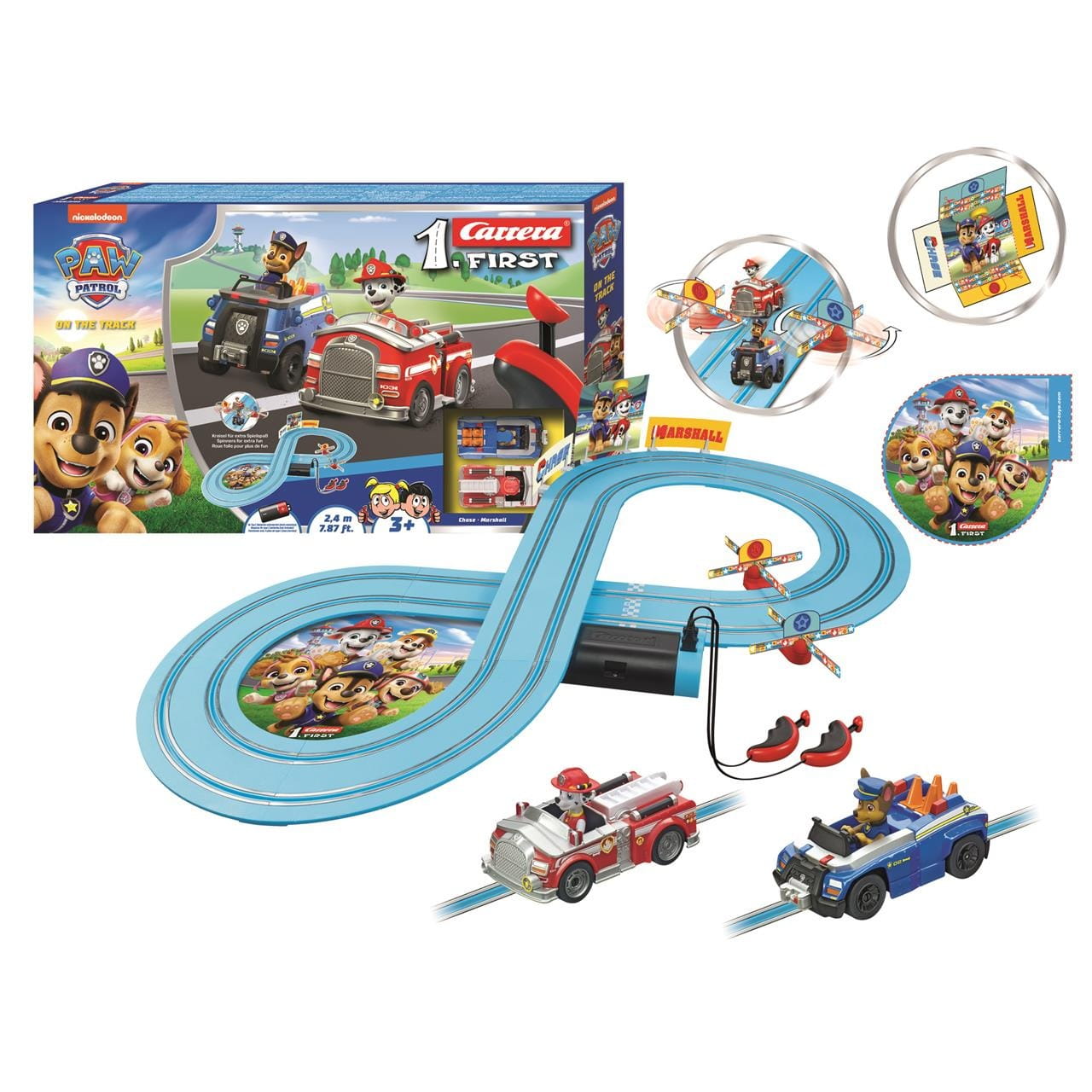 Pista carrera Patrulla canina ’On the track’ con 2 coches y 2,4m - Juguete