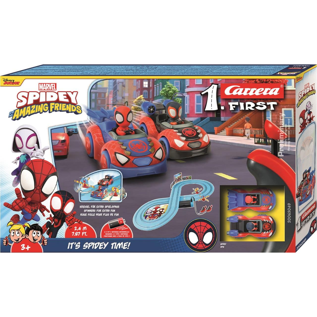 Pista carrera Spidey Spiderman con 2 coches y de 2,4m - Juguete