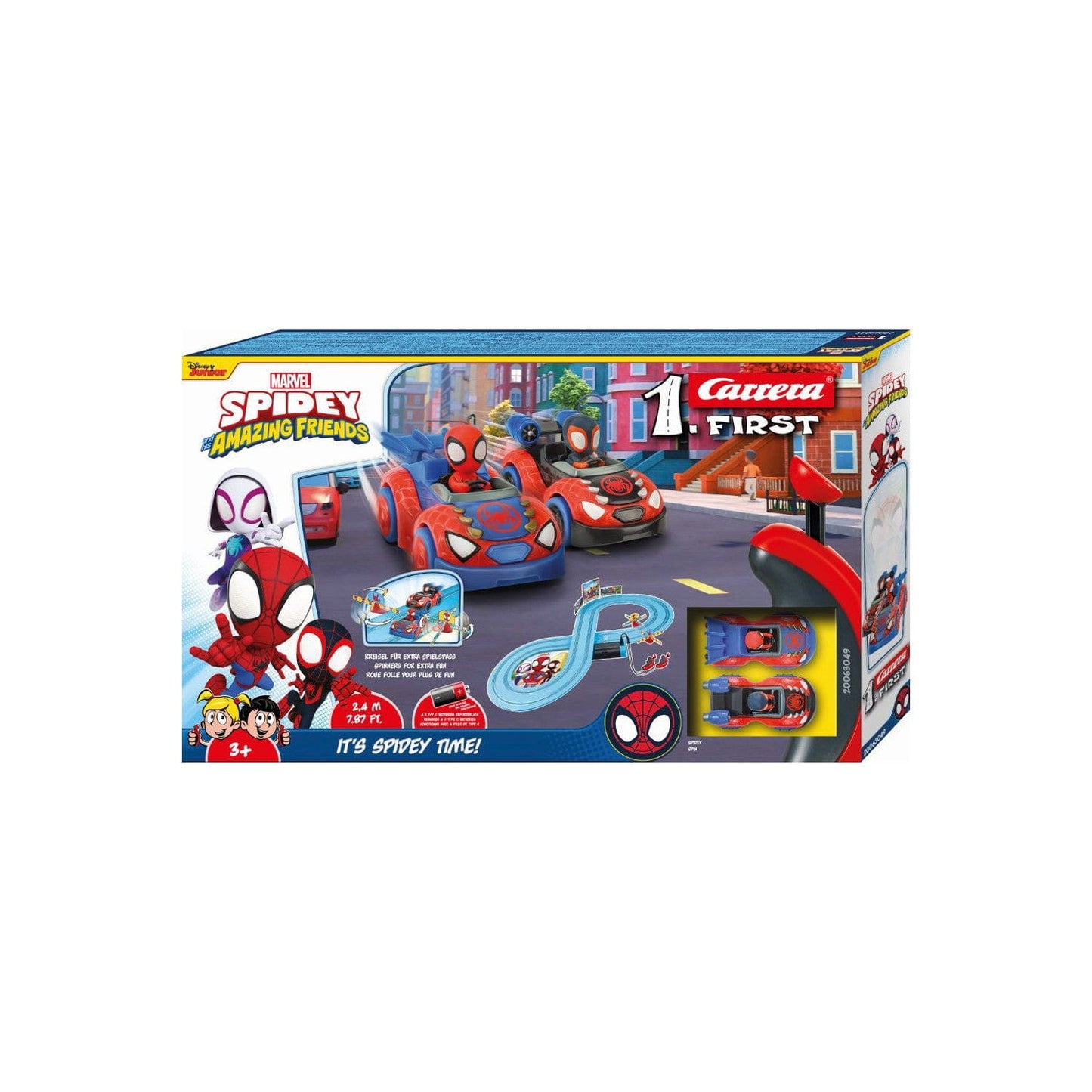 Pista carrera Spidey Spiderman con 2 coches y de 2,4m - Juguete