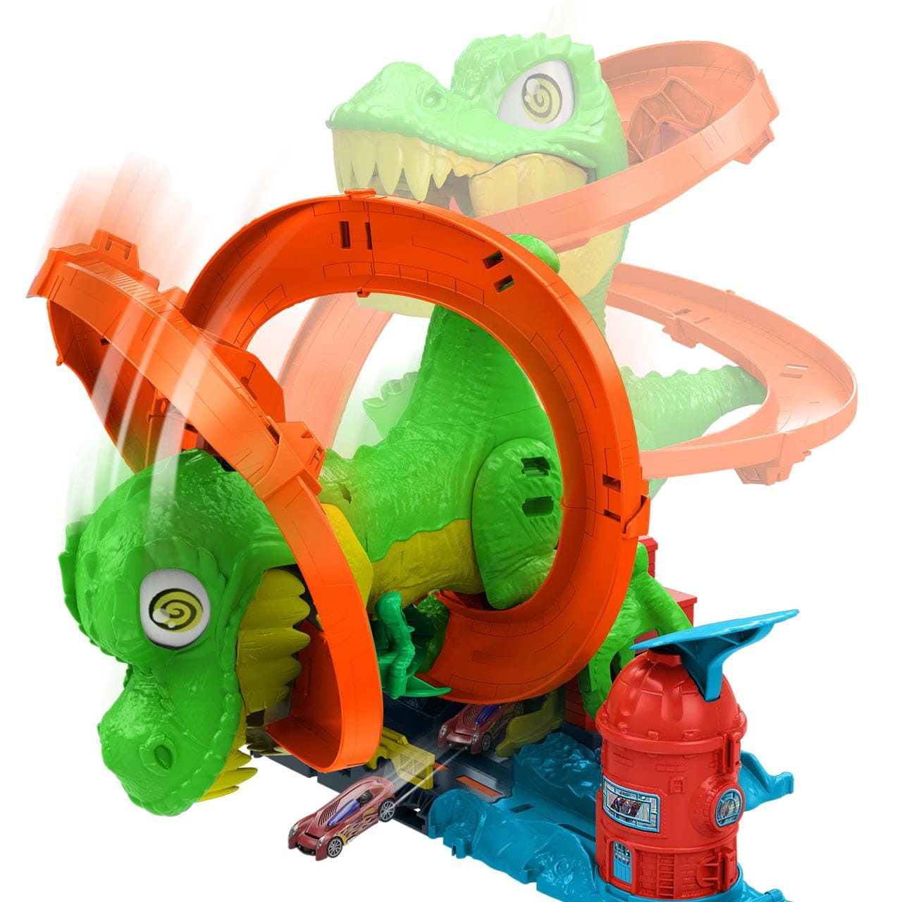Pista Hot Wheels City Super estación de bomberos T-Rex (incluye 1 vehículo)