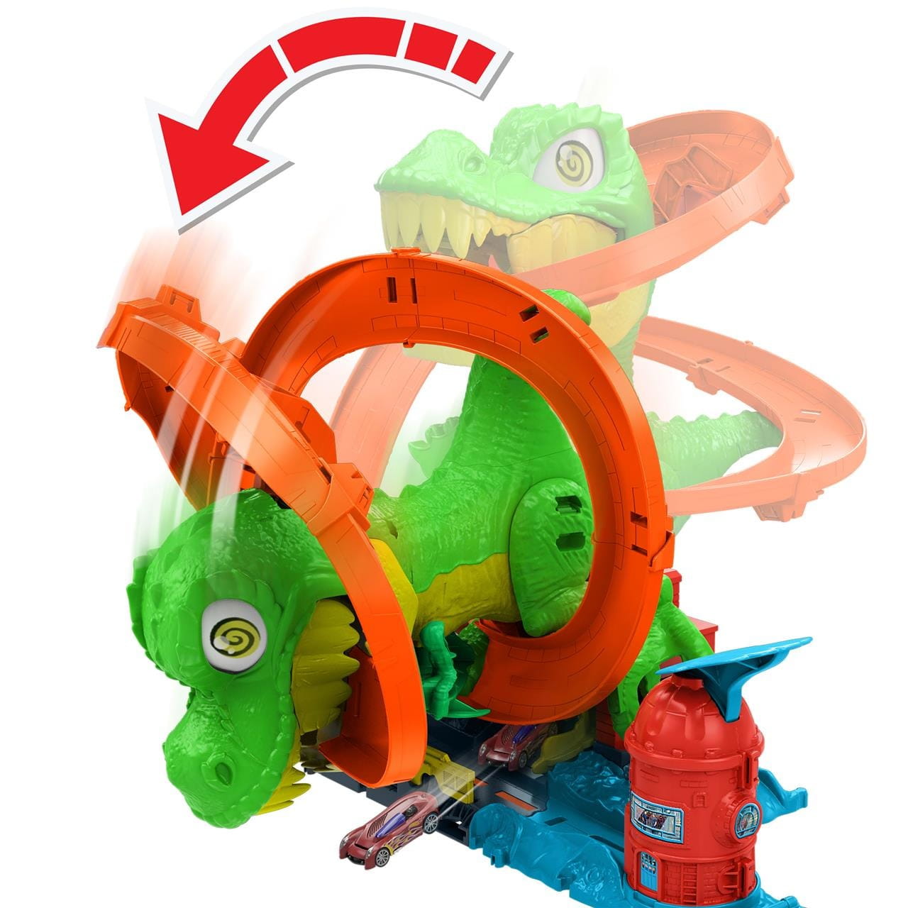 Pista Hot Wheels City Super estación de bomberos T-Rex (incluye 1 vehículo)