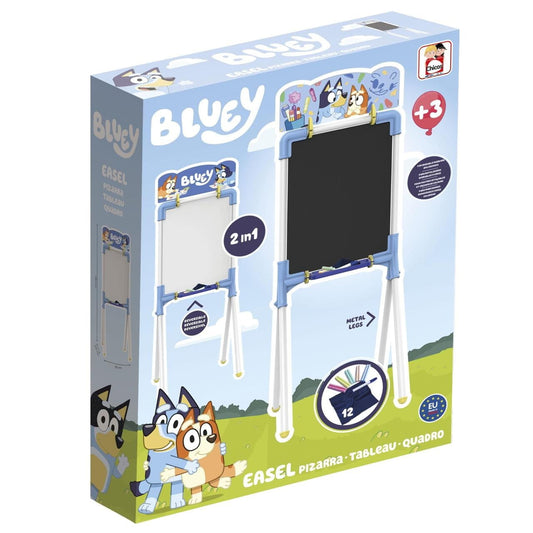 Pizarra Bluey 2 en 1 con de tiza y magnética 12 accesorios 37x32x98cm