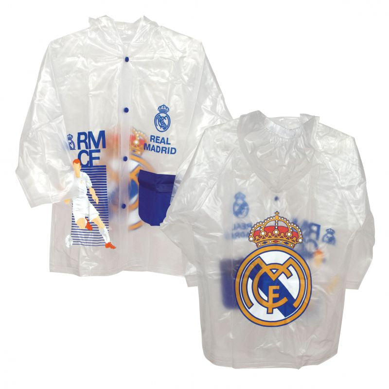 Poncho chubasquero impermeable del Real Madrid CF con capucha talla 4