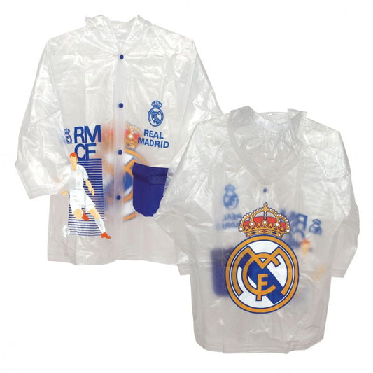 Poncho chubasquero impermeable del Real Madrid CF con capucha talla 4
