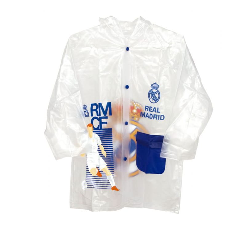 Poncho chubasquero impermeable del Real Madrid CF con capucha talla 8