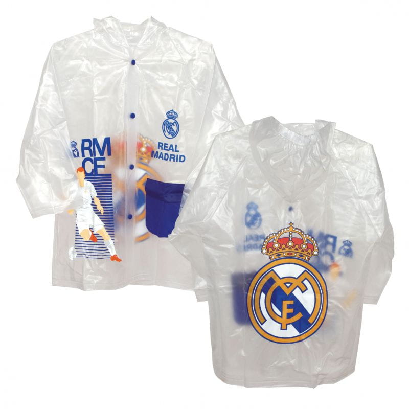 Poncho chubasquero impermeable del Real Madrid CF con capucha talla 8