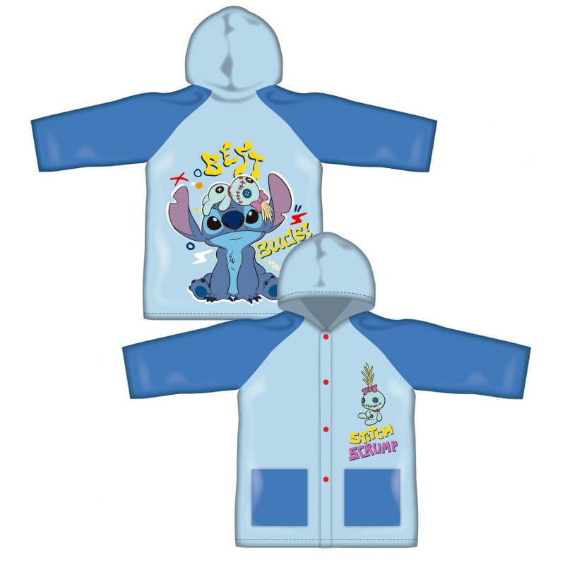 Poncho chubasquero impermeable de Stitch con capucha talla 4