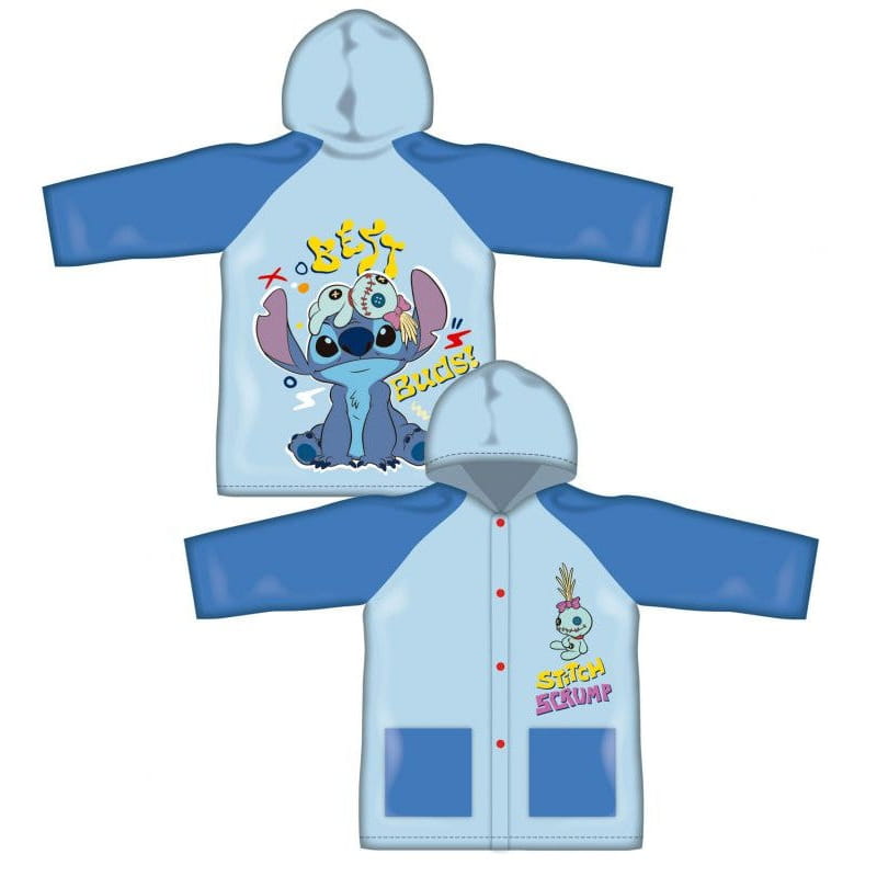 Poncho chubasquero impermeable de Stitch con capucha talla 6