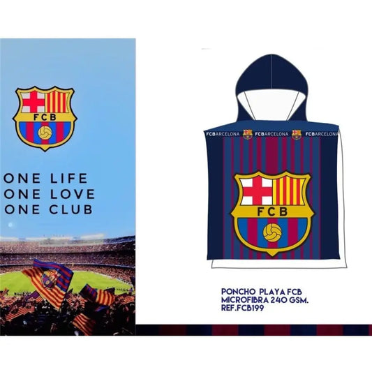 Poncho Playa Piscina FC Barcelona 55x110cm infantil de microfibra para niños Oficial pokemon 60x130