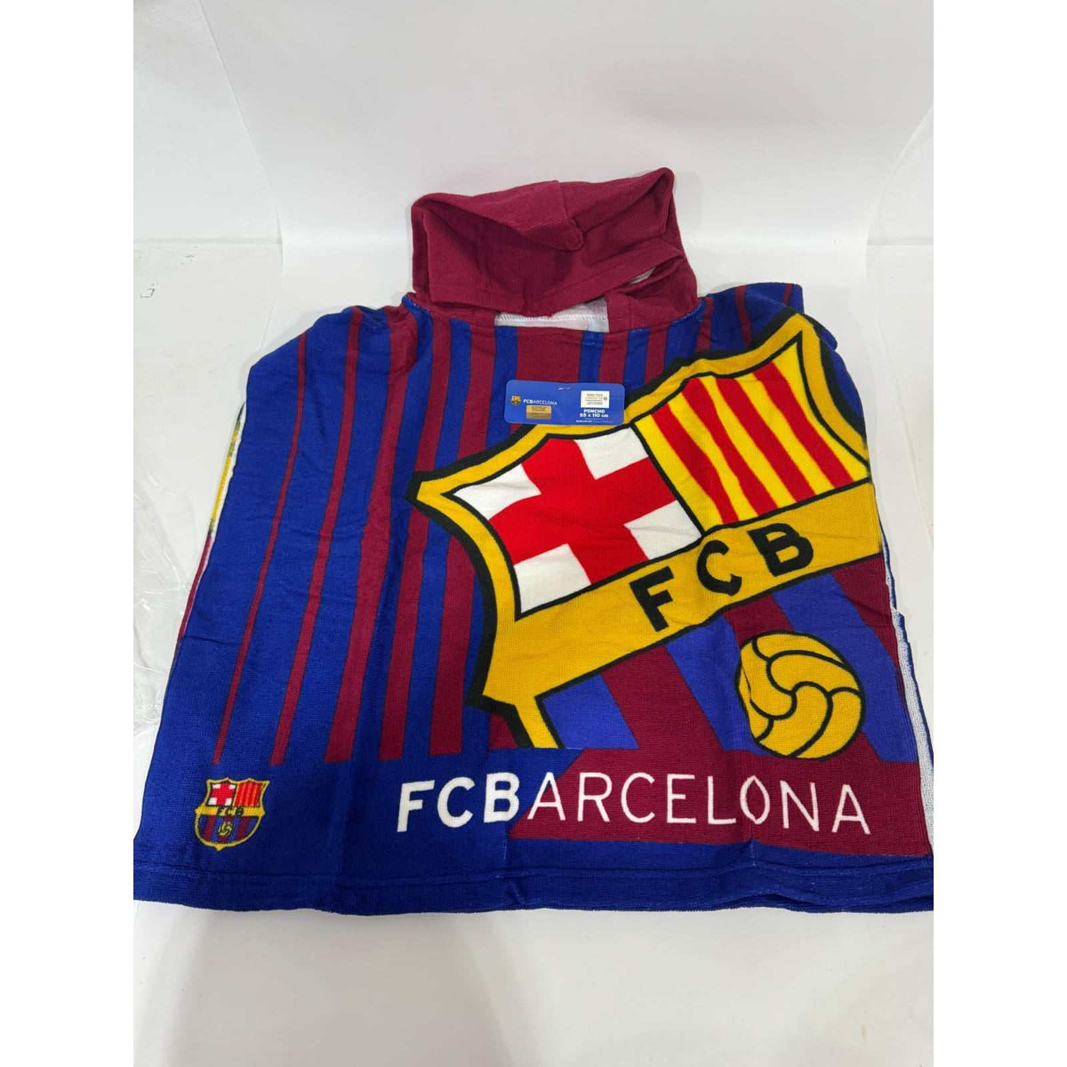 Poncho infantil microfibra oficial FC Barcelona para playa y piscina