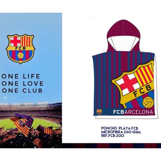 Poncho Playa Piscina FC Barcelona Escudo 55x110cm infantil de microfibra para niños Oficial pokemon 60x130