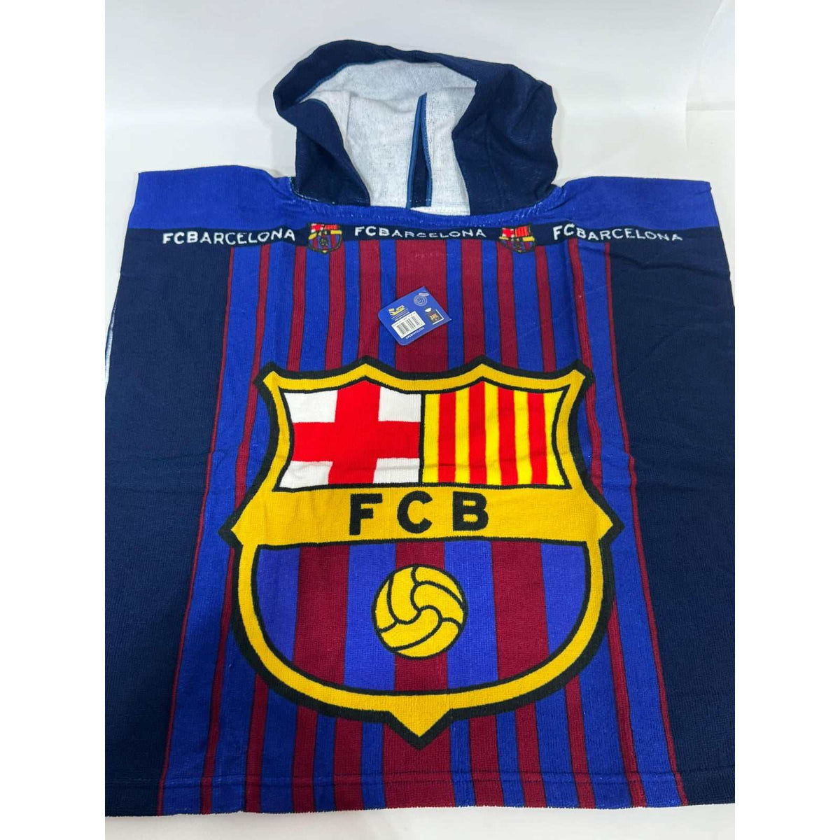 Poncho infantil microfibra oficial FC Barcelona para playa y piscina