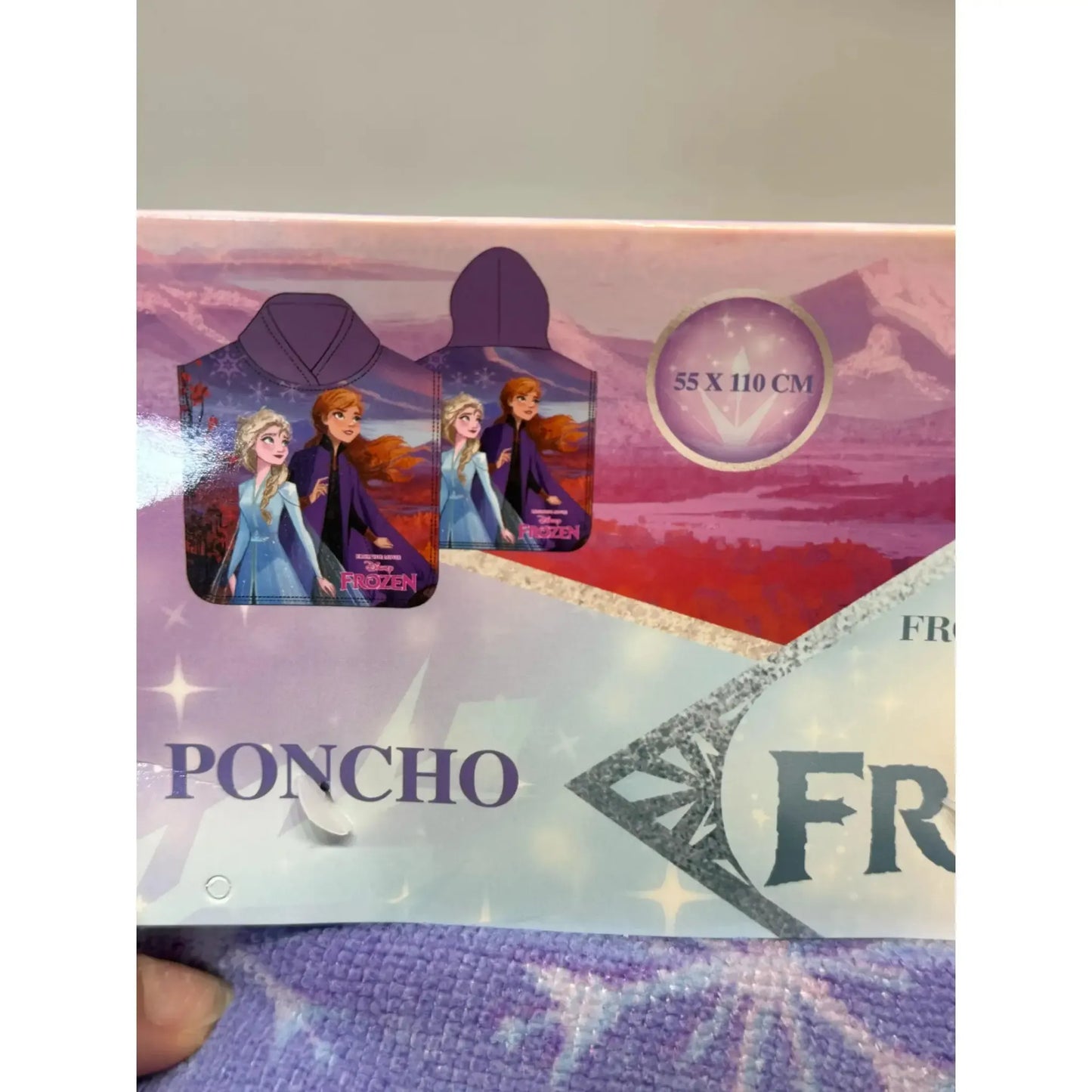 Poncho Playa Piscina Frozen Anna Elsa 55x110cm infantil de microfibra para niños Oficial