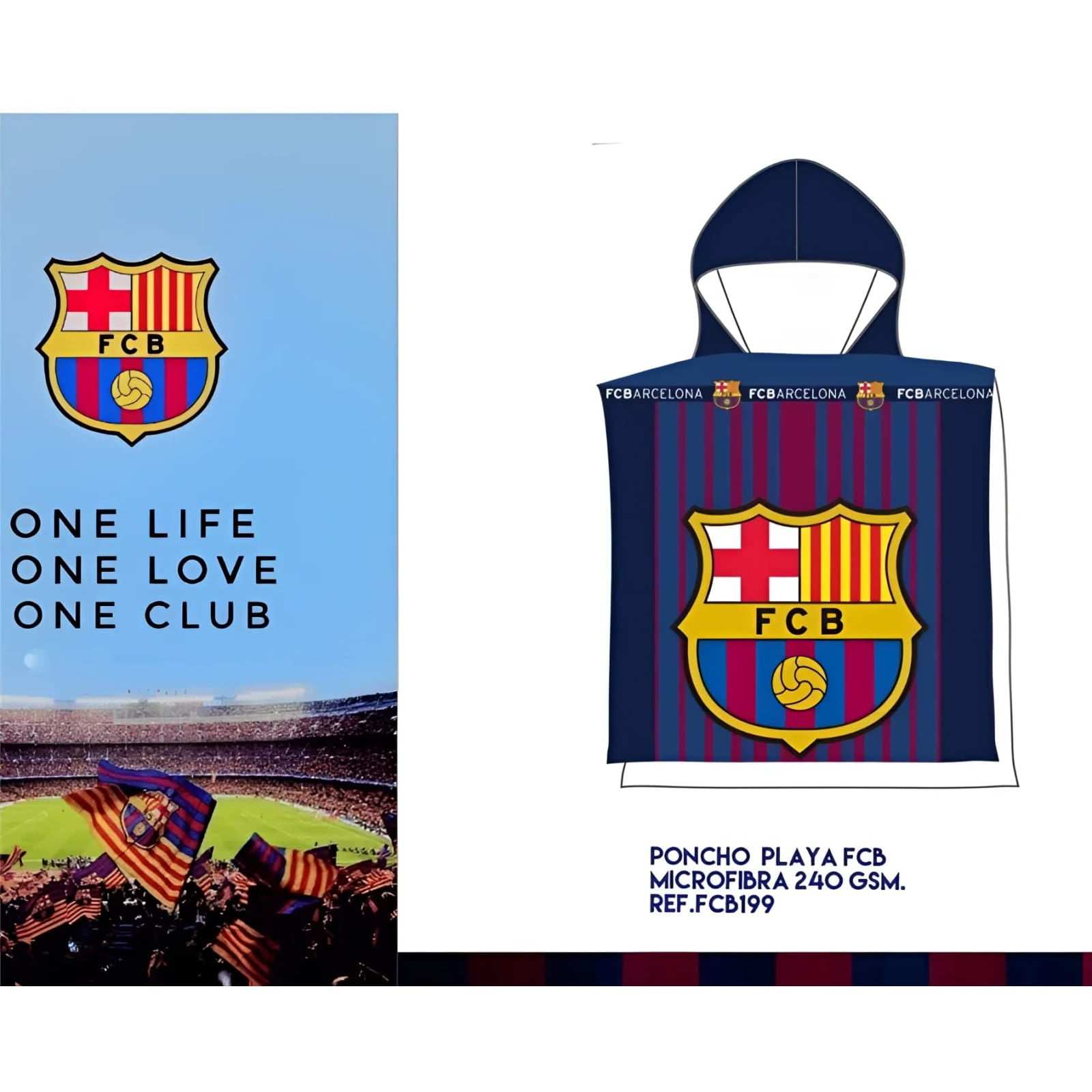 Poncho playa piscina infantil microfibra oficial FC Barcelona