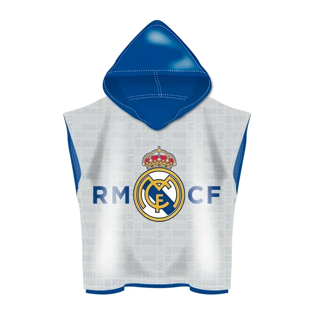 Poncho Playa Piscina Infantil Real Madrid CF Oficial 55x110cm de microfibra para niños - Toalla