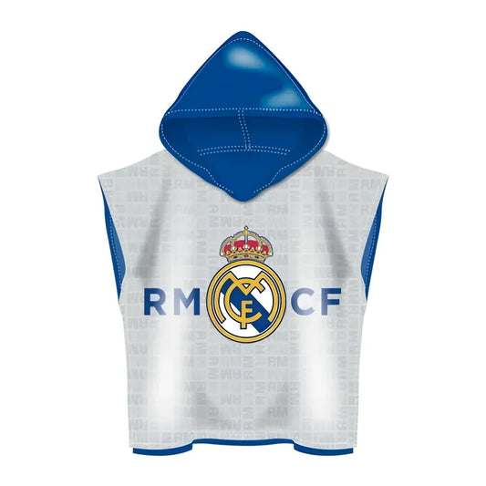 Poncho Playa Piscina Infantil Real Madrid CF Oficial 55x110cm de microfibra para niños - Toalla