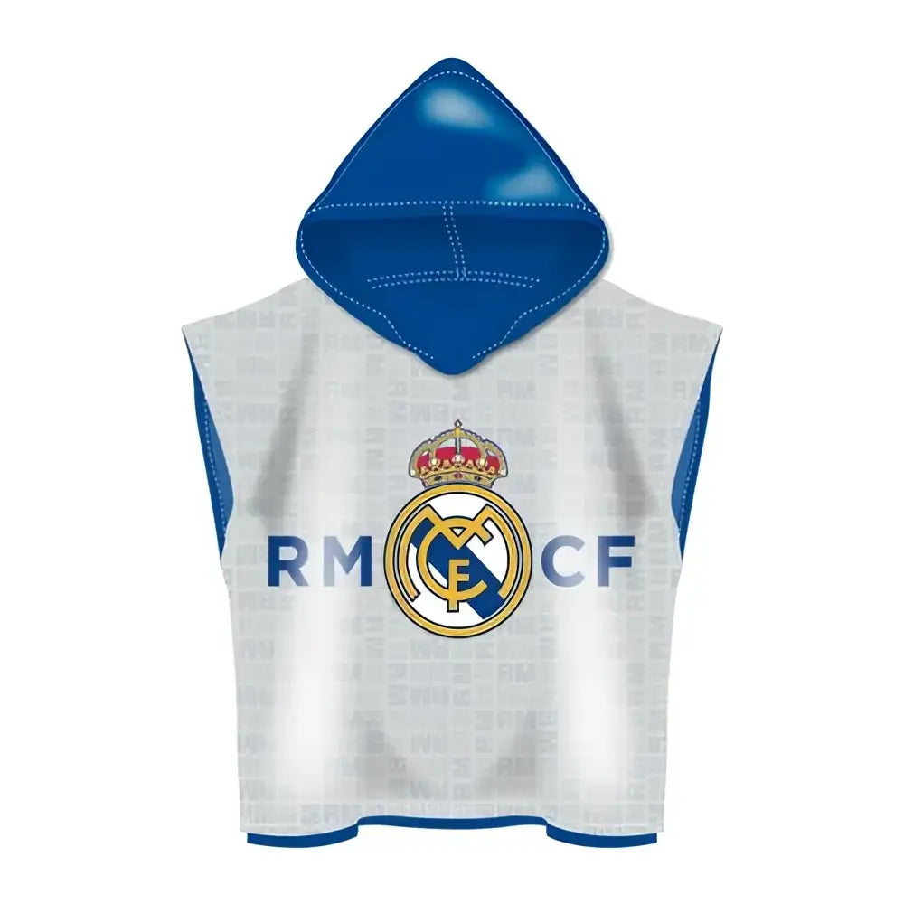 Poncho Playa Piscina Infantil Real Madrid CF Oficial 55x110cm de microfibra para niños - Toalla